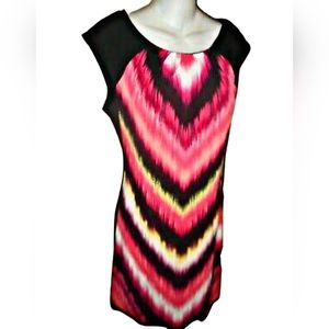 LONDON SYLE - 12 - WOMEN'S- BLACK/MULTI-COLOR - ABSTRACT - DRESS/SHIFT- SIZE: 12